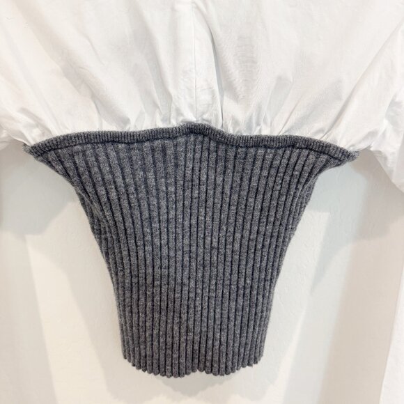 Staud Wool Blend O'Keefe Collared Poplin Ribbed Knit Sweater Blouse Top Small - Picture 10 of 12